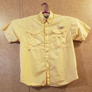 Columbia PFG Vented Short Sleeve Yellow Mens Shirt